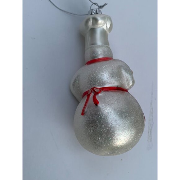 William Sonoma Blown Glass Snowman Chef Ornament Silver & Red 5" - Picture 3 of 7